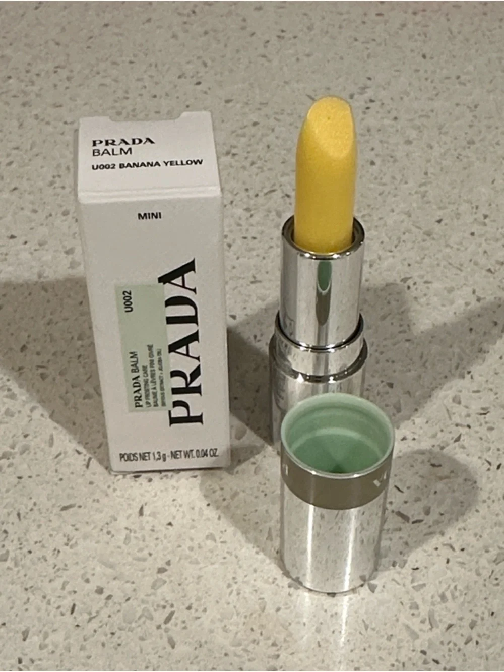 NIB Prada Balm Lip Frosting Care in Banana Yellow